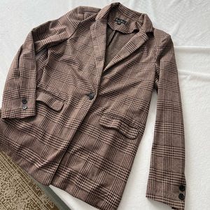 Brown plaid casual blazer